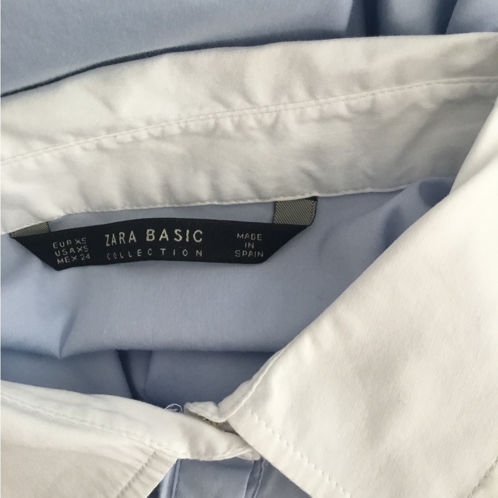 Zara Basic Collection Size Xs Blue & White Long S… - image 8